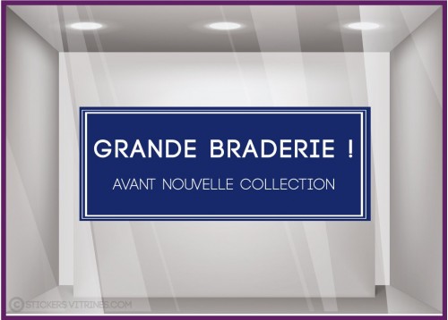 Sticker Grande Braderie soldes promotions destockage vitrophanie vitrine devanture boutique mode maroquinerie