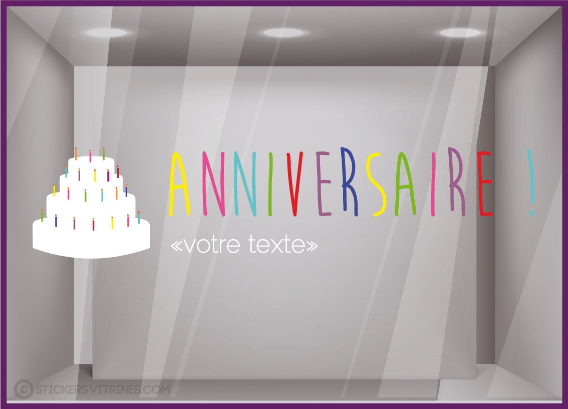 Sticker Fete Anniversaire A Personnaliser Pour Devanture De Commerce