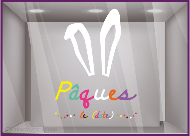 Sticker Pâques Oreilles de Lapin pour devanture de magasins