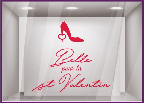 Sticker Escarpin Belle pour la St Valentin Chaussure Maroquinerie Autocollant Adhésif Coeur