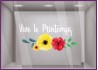 Sticker Texte Vive le printemps fleurs fleuristes lettrage vitrophanie