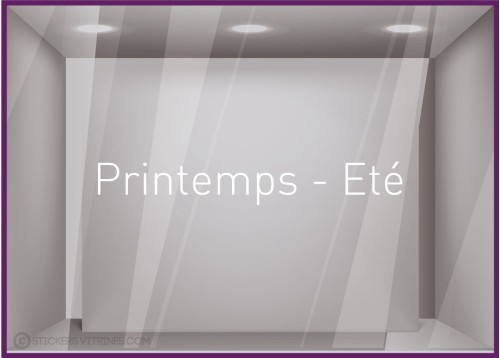 Sticker Printemps-Eté adhésif calicot vitrophanie autocollant géant vitrine commerce devanture lettrage adhesif 
