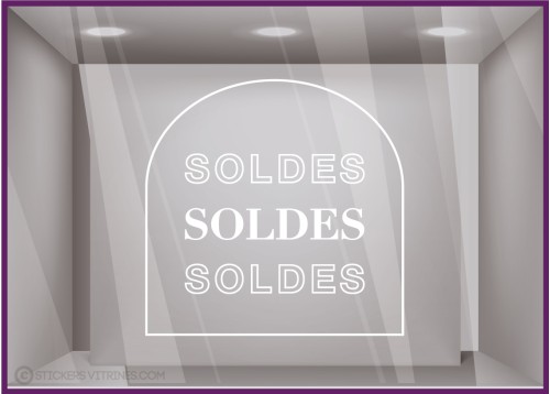 STICKER SOLDES CADRE VITRINE MAGASIN BRADERIE LETTRAGE ADHESIF FOURNISSEUR