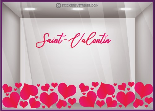 STICKER VITRINE ST VALENTIN  SAINT VITROPHANIE COEUR LETTARGE ADHESIF DECORATION MAGASIN BOUTIQUE