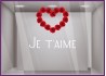 STICKER SAINT VALENTIN JE T'AIME ROSE VITROPHANIE VITRINE MAGASIN BOUTIQUE FOURNISSEUR IDEE DECORATION SIGNALETIQUE