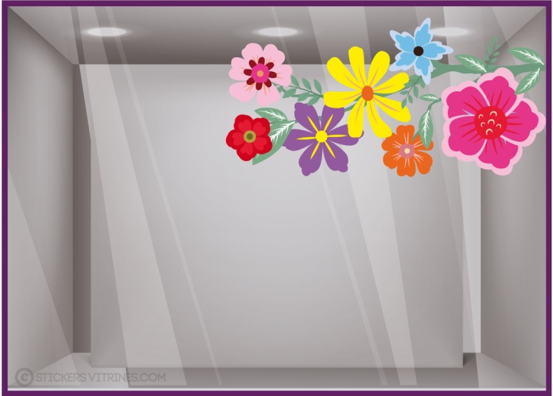 Sticker Branche de fleurs multicolores