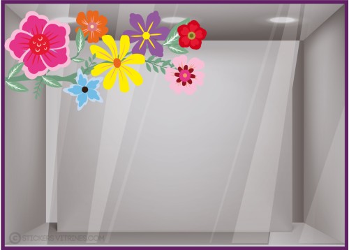 Sticker Branche de fleurs multicolores